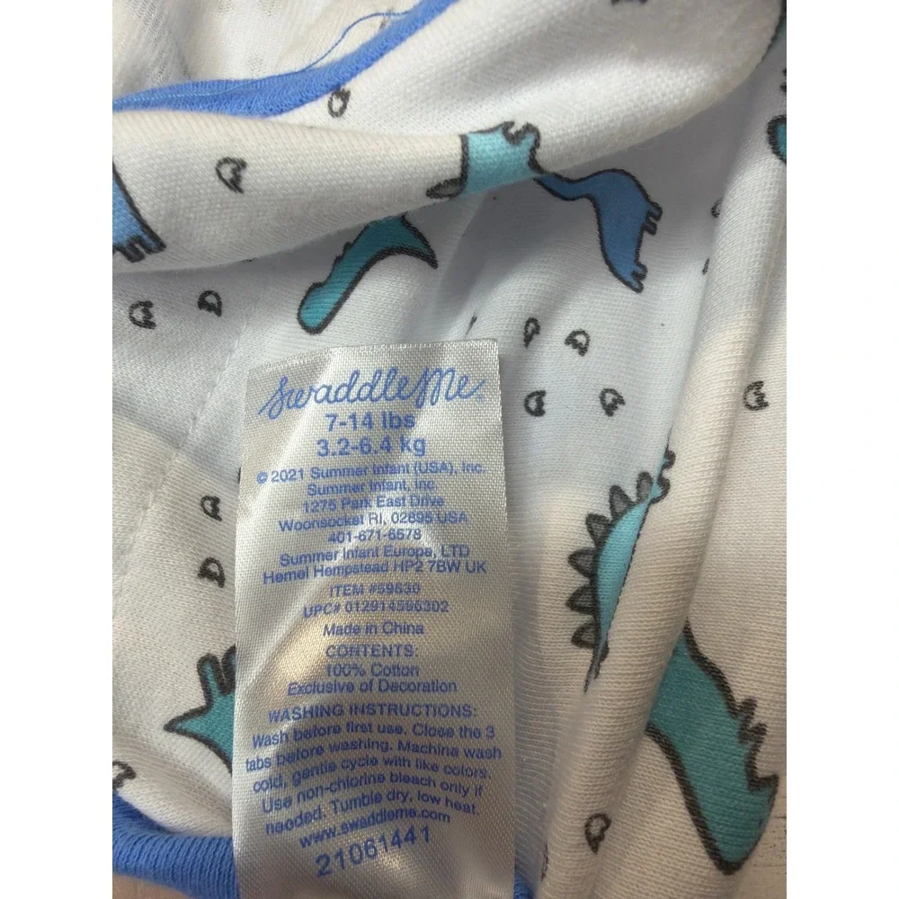 SwaddleMe Amelia Phoebe Swaddle Bundle Boys S/M Blue Dino Print Cotton EUC